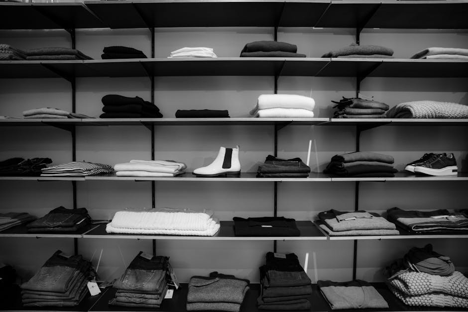 pexels-1884581 luxury clothing retail display velvet pants cashmere sweaters silk blouse knit tops boutique merchandising