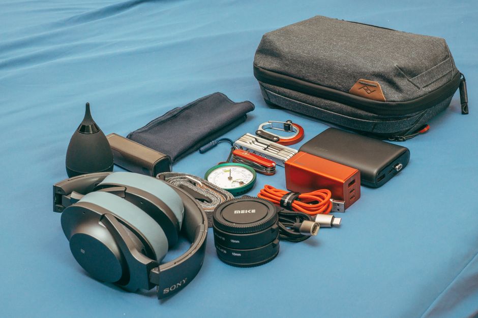 power bank and travel tech essentials on desk digital go-bag